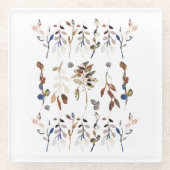 Blätter Berries Weißer Traumsee Glasuntersetzer (Vorderseite)