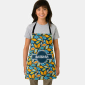 Blätter Blaues Orange Minimales Muster Schürze (Insitu)