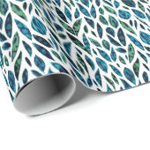 Blätter Blaues und grünes botanisches Muster Geschenkpapier (Rolleneckpunkt)