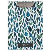 Blätter Blaues und grünes botanisches Muster Klemmbrett (Vorderseite)