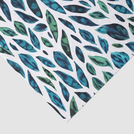 Blätter Blaues und grünes botanisches Muster Seidenpapier (Ausschnitt)