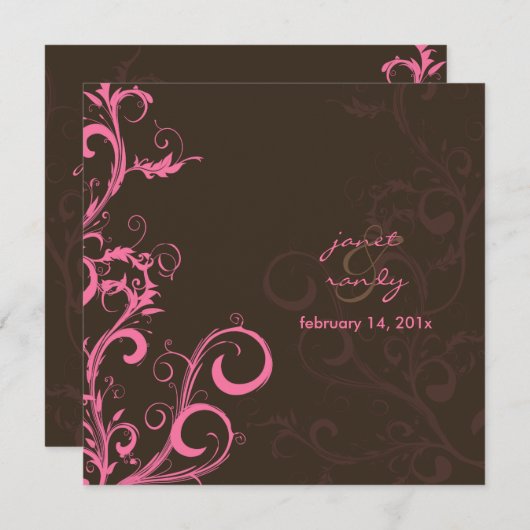 Blätter Blüh/Wirbel/Rosa/Schokolade/ Einladung (Vorne/Hinten)