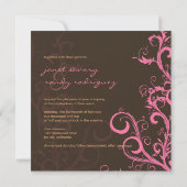 Blätter Blüh/Wirbel/Rosa/Schokolade/ Einladung (Rückseite)