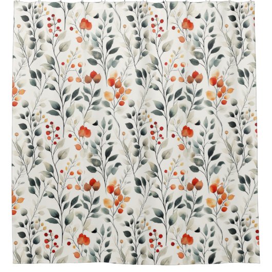 Blätter Blume Buds Berries Muster Duschvorhang (Vorderseite)