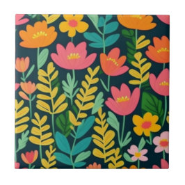 Blätter Blume farbenfrohe Gestaltung Fliese