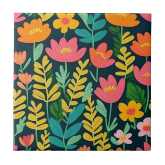 Blätter Blume farbenfrohe Gestaltung Fliese (Vorderseite)