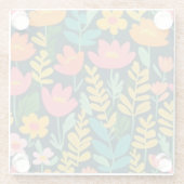 Blätter Blume farbenfrohe Gestaltung Glasuntersetzer (Rückseite)