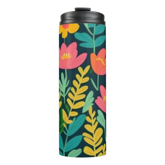 Blätter Blume farbenfrohe Gestaltung Thermosbecher (Vorderseite)