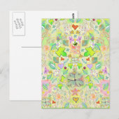 Blätter, Blume, Herzen, Lucky Clovers Postkarte (Vorne/Hinten)