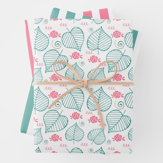 Blätter, Blume und Wirbel, die Papier Set verpacke (Beispiel)