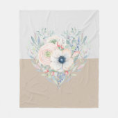 Blätter & Blume Wasserfarbenes Herz Fleecedecke (Vorderseite)