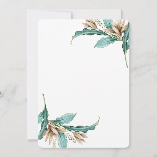 Blätter Boho Baby Shower Einladung (Rückseite)