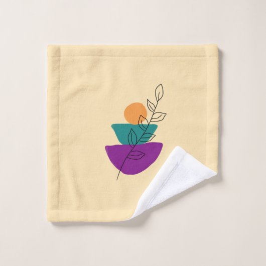 Blätter Boho-Illustration Badhandtuch Set (Waschlappen)