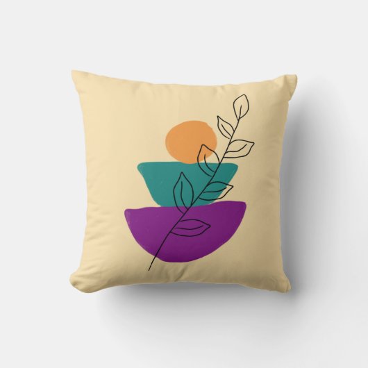 Blätter Boho-Illustration Kissen (Vorderseite)