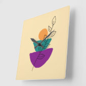 Blätter Boho-Illustration Quadratische Wanduhr (Winkel)