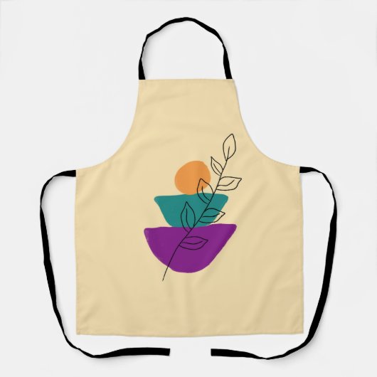 Blätter Boho-Illustration Schürze (Vorderseite)