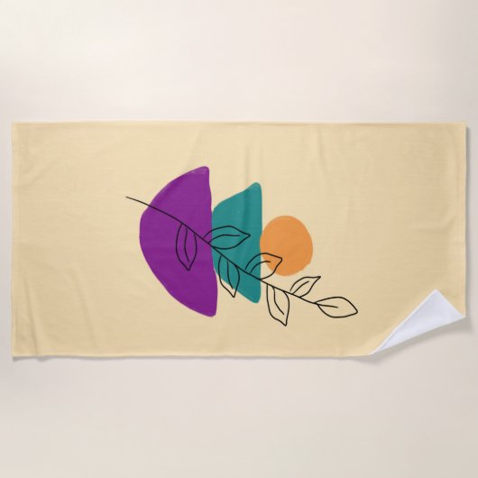 Blätter Boho-Illustration Strandtuch (Vorderseite)