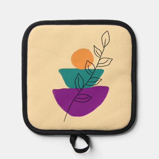 Blätter Boho-Illustration Topflappen (Vorderseite)