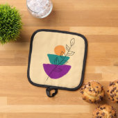 Blätter Boho-Illustration Topflappen (Oben Unten)