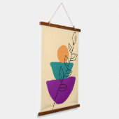 Blätter Boho-Illustration Wandteppich Mit Holzrahmen (Gewinkelt)