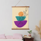 Blätter Boho-Illustration Wandteppich Mit Holzrahmen (Schlafzimmer)