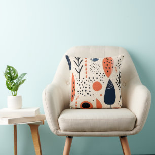 Blätter Boho-Muster handgezeichnet minimale Farben Kissen