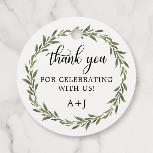 Blätter Botanischer Kranz Hochzeit Weiß Vielen Dan Geschenkanhänger (Rückseite)