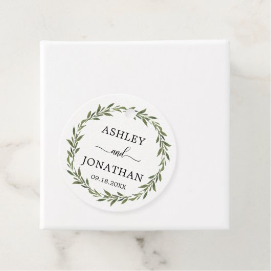 Blätter Botanischer Kranz Hochzeit Weiß Vielen Dan Geschenkanhänger (Beispiel)