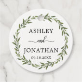 Blätter Botanischer Kranz Hochzeit Weiß Vielen Dan Geschenkanhänger (Vorderseite)