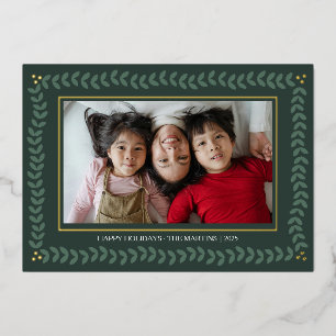 Blätter botanischer Rahmen Weihnachtsfolie Folien Feiertagskarte