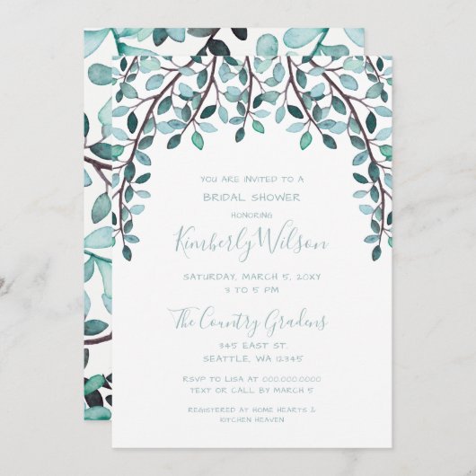 Blätter Botanisches Brautparty Einladung (Vorne/Hinten)