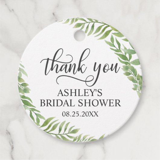 Blätter Botanisches Kranz Brautparty Vielen Dank Geschenkanhänger (Vorderseite)