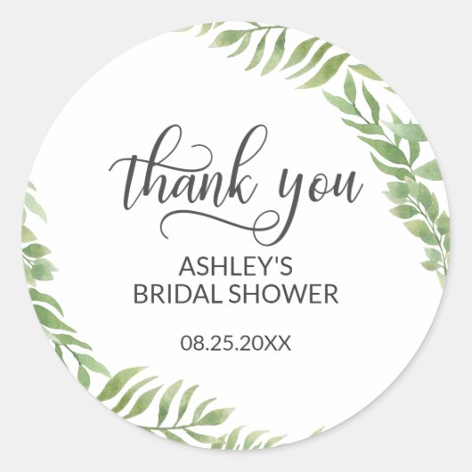 Blätter Botanisches Kranz Brautparty Vielen Dank Runder Aufkleber (Vorderseite)