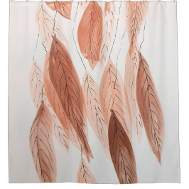 Blätter Brown Terracotta Beige Pinselstrich Duschvorhang