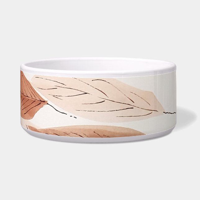 Blätter Brown Terracotta Beige Pinselstrich Napf (Rechts)