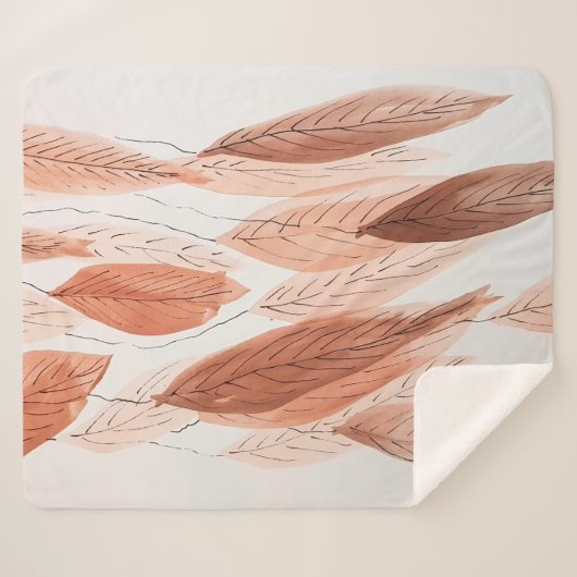 Blätter Brown Terracotta Beige Pinselstrich Sherpadecke (Vorderseite (Horizontal))