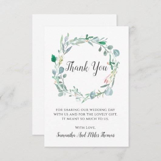 Blätter & Buds Hochzeitskartentur Dankeskarte (Vorne/Hinten)