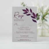 Blätter Cassis Lila & Gray Wedding RSVP Karte (Stehend Vorderseite)