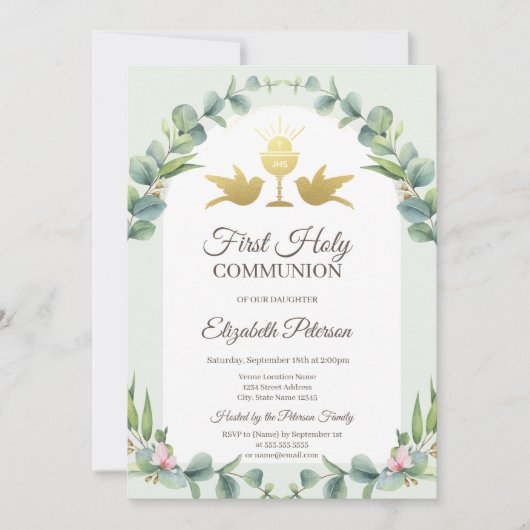 Blätter Chalice First Heilige Kommune Einladung (Vorderseite)