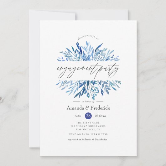 Blätter der Aquarellnavy Einladung (Vorderseite)