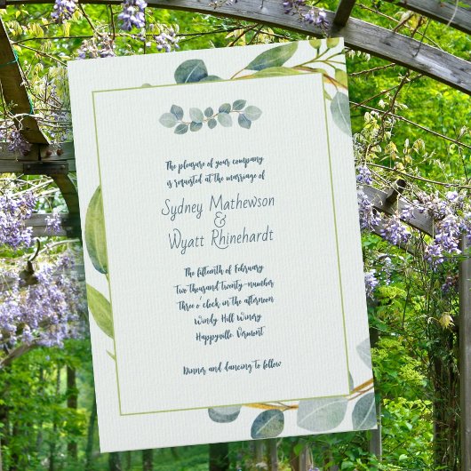 Blätter der botanischen Eukalyptus-Hochzeit Einladung