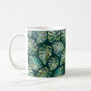 Blätter der exotischen tropischen Pflanze monstera Kaffeetasse