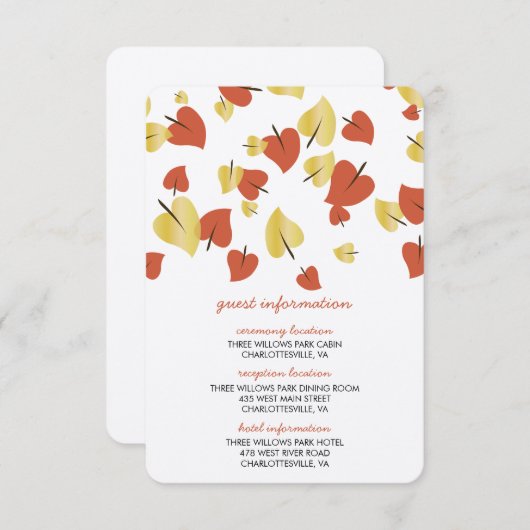 Blätter der Gästebuchskarte von Fall Gold Foil Begleitkarte (Vorne/Hinten)