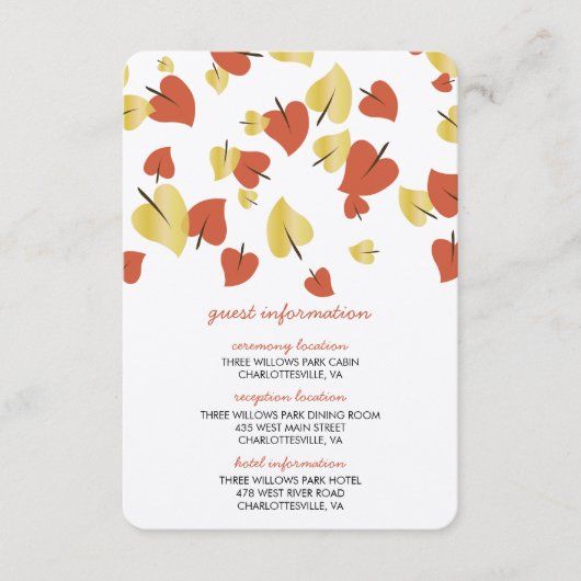 Blätter der Gästebuchskarte von Fall Gold Foil Begleitkarte (Vorderseite)