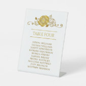 Blätter der Gold-Rose für Seating-Chart-Tischnumme Sockelschild (Vorderseite)