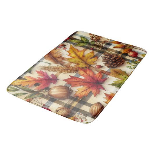 Blätter der Herbstsaison aktualisiert Kariert Badematte (Schrägansicht)