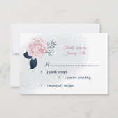 Blätter der Marine und rosa Blume RSVP Karte (Vorderseite)