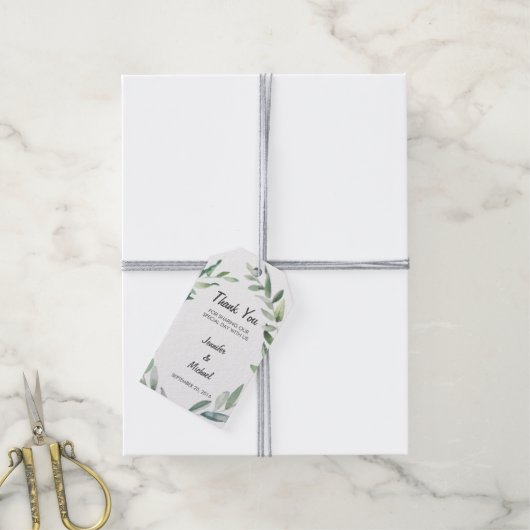 Blätter der Olivenbäume Hochzeit Danke Geschenkanhänger (Mit Garn)