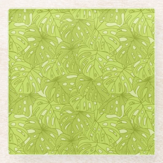 Blätter der Palme Glasuntersetzer (Vorderseite)