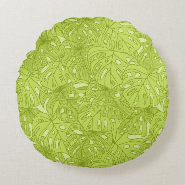Blätter der Palme Rundes Kissen (Vorderseite)